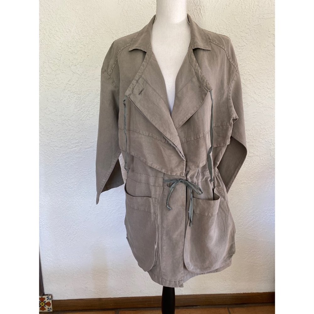 Isabel Marant Taupe Linen Blend Drawstring Jacket